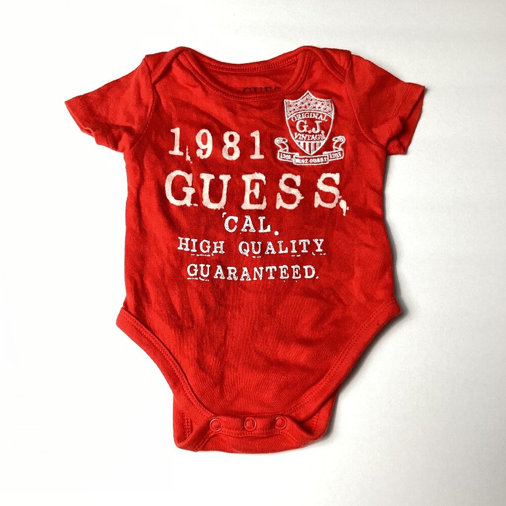 Baby Guess Short Sleeve Red Bodysuit Size 0-3M